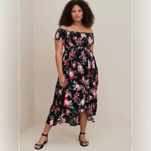 Torrid Maxi Challis Off-Shoulder Dress